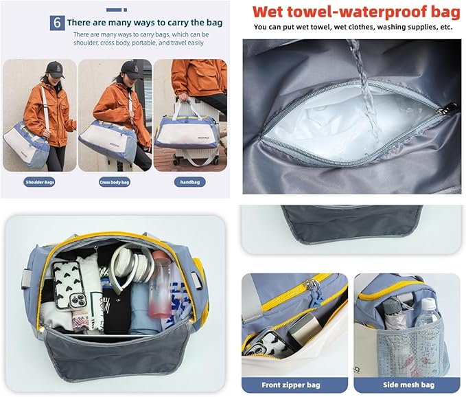 Male/Female Universal Gym Bag,Waterproof Sports Handbag,Dry Wet Separate Weekender Travel Duffel Bag with Shoes Compartment,for Swimming,Yoga,Gym,Travel,Exercise etc. (Pink)