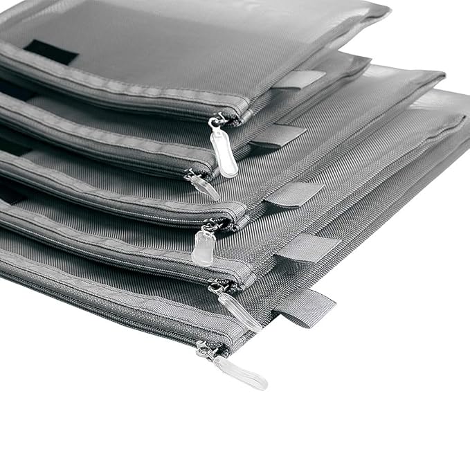 Clear Cosmetic Bags Zip Makeup Mesh Bags Pencil Case Pouch Travel Toiletry Kit Set Storage Case (Grey)