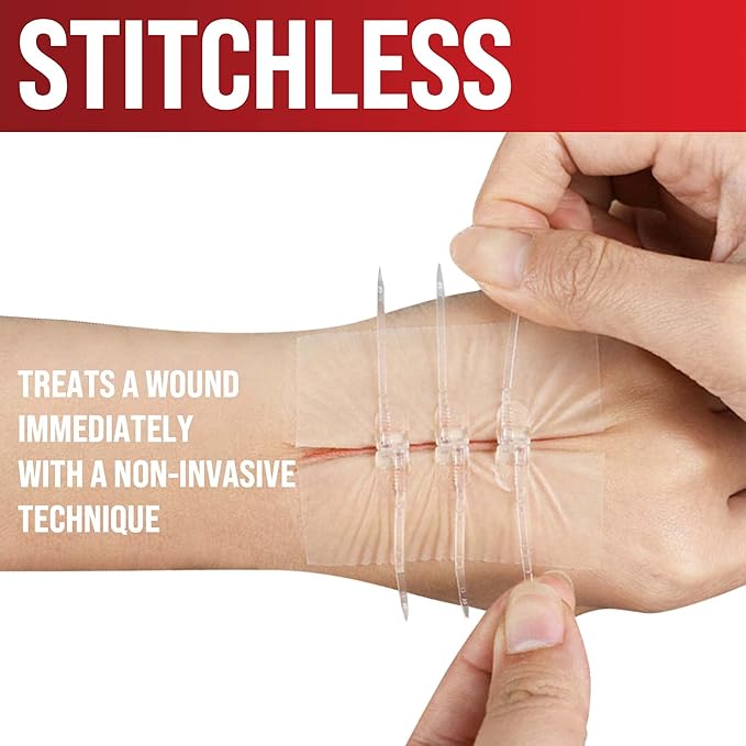 Emergency Wound Closure Strips - 2pk - Laceration Closure Kit - Stitchless & Easy to Use - Butterfly Bandages