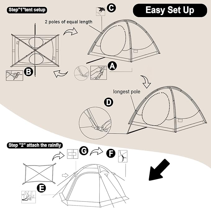 2 Person Backpacking Tent, Waterproof 4 Season Tent, Windproof Cold Weather Winter Tent for Camping, Hiking, Hunting, Cycling