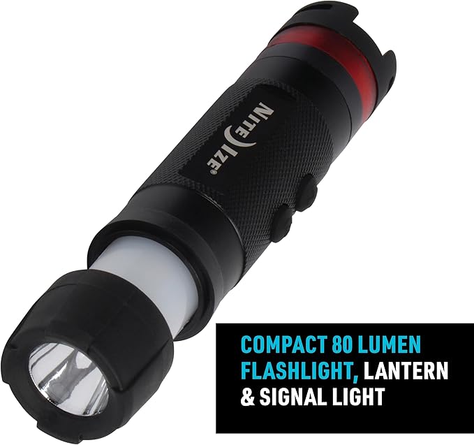 Nite Ize Radiant 3-in-1 LED Mini Flashlight - Versatile Flashlight with 80 Lumen Light - Use as Safety Light, Flashlight, or Mini Lantern - Black