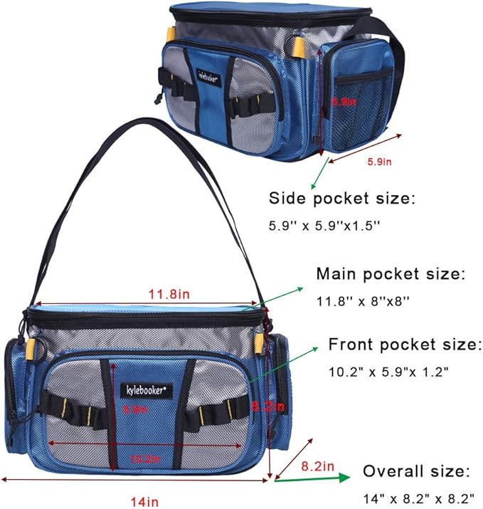 Kylebooker Fishing Tackle Bags Soft Side Fishing Tackle Box Storage Bag for Saltwater or Freshwater