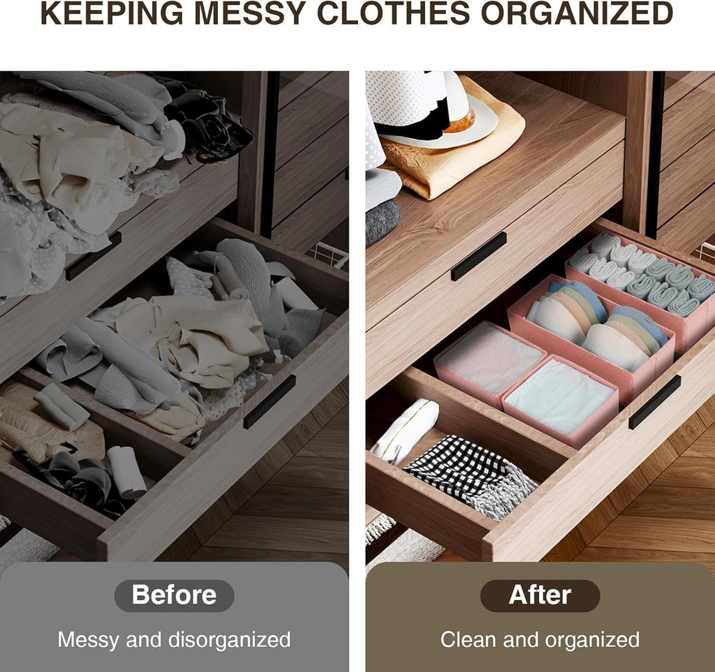 DIMJ Drawer Organizer for Clothing, 18 Pack Fabric Drawer Organizer Bins, Foldable Sock Organizer for Drawer, Dresser Organizer for Clothes, Socks, Bra, Tie