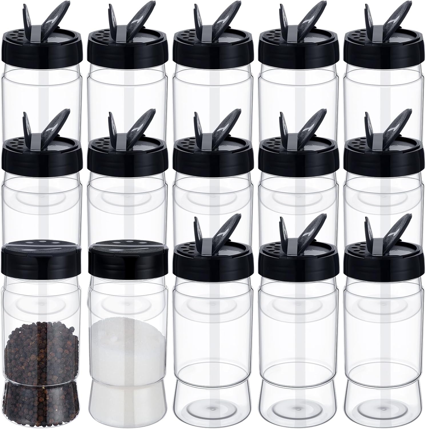 30 Pack 10.1 oz Plastic Spice Jars with Shaker Lids Clear Seasoning Containers Bottles for Kitchen Storing Spice Herbs Seasoning Powders
