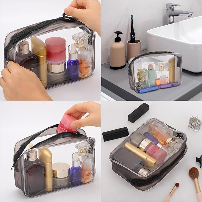Tbestmax 10 Pack Clear Cosmetic Bags Makeup Bags Portable Waterproof TSA Approved Travel Toiletry Bags Organizer