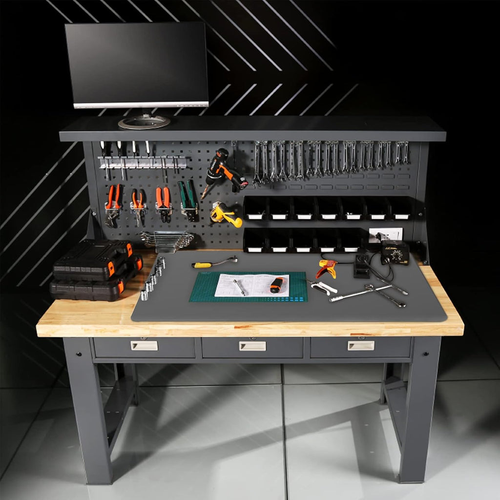 Ewen 25.6"x17.7"x0.08" Large Heat Resistant Silicone Mat for Kitchen Counter, 2mm Thick Countertop Protector Mat, Non-Stick Glass Top Stove Cover Pad for Appliances Coffee Maker Table Workbench Gray