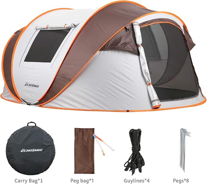 EchoSmile Camping Instant Pop Up Tent, 2/4/6/8/10 Person, Water Resistant Dome, Easy Setup for Camping Hiking and Outdoor, Portable with Carry Bag, 3 Season