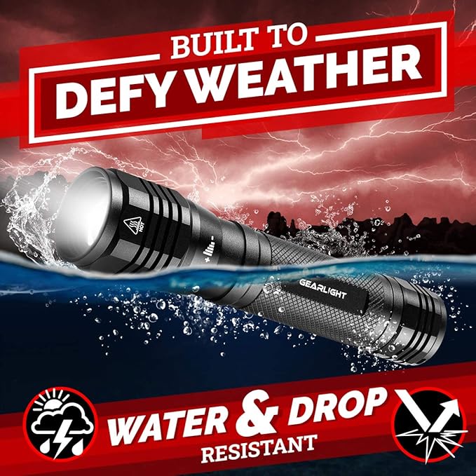 GearLight S2500 LED Flashlight - Extremely Bright, Powerful Tactical Flashlights with High Lumens for Camping, Emergency & Everyday Use