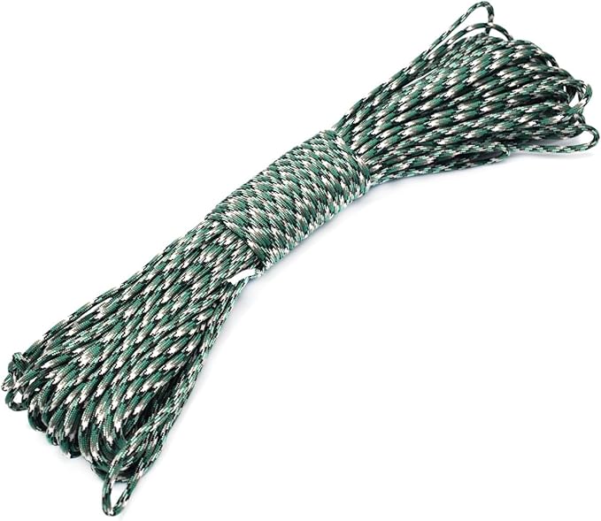 100ft Type III 7 Strand Core Paracord 550 Parachute (66# Grass Green Camo)