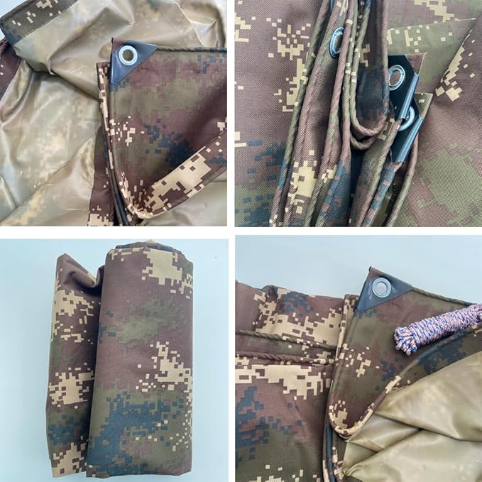 Waterproof Tarp CamouflageThickening Multi-Size Sun Shade Sail Customized Tarpaulin Sunrays Block Awning for Patio Canopy Rain Cover Canvas Sunshade Camp Outdoor Gardens Canopy (4.6ft*6.2ft)