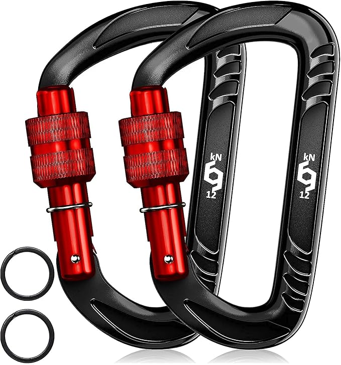 12kN (2697 lbs) Heavy Duty, Locking, Auto Locking, Wiregate Carabiner Clips, for Securing Pets, Outdoor, Camping, Hiking, Hammock, Dog Leash Harness, Keychains