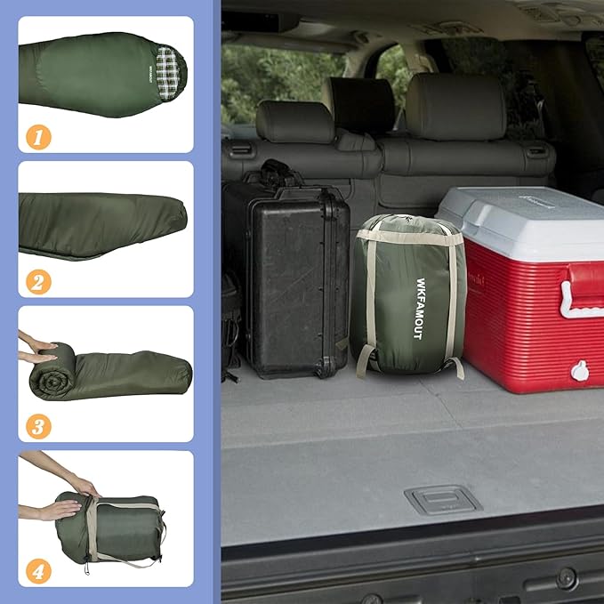 Cold Weather Mummy Sleeping Bag Flannel 0 Degree Winter Sleeping Bag Machine Washable Heavy Duty for Adults,Teenager with Compression Sack 4 Seasons for Camping Hiking Traveling