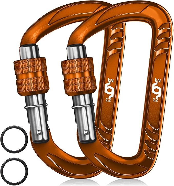 12kN (2697 lbs) Heavy Duty, Locking, Auto Locking, Wiregate Carabiner Clips, for Securing Pets, Outdoor, Camping, Hiking, Hammock, Dog Leash Harness, Keychains