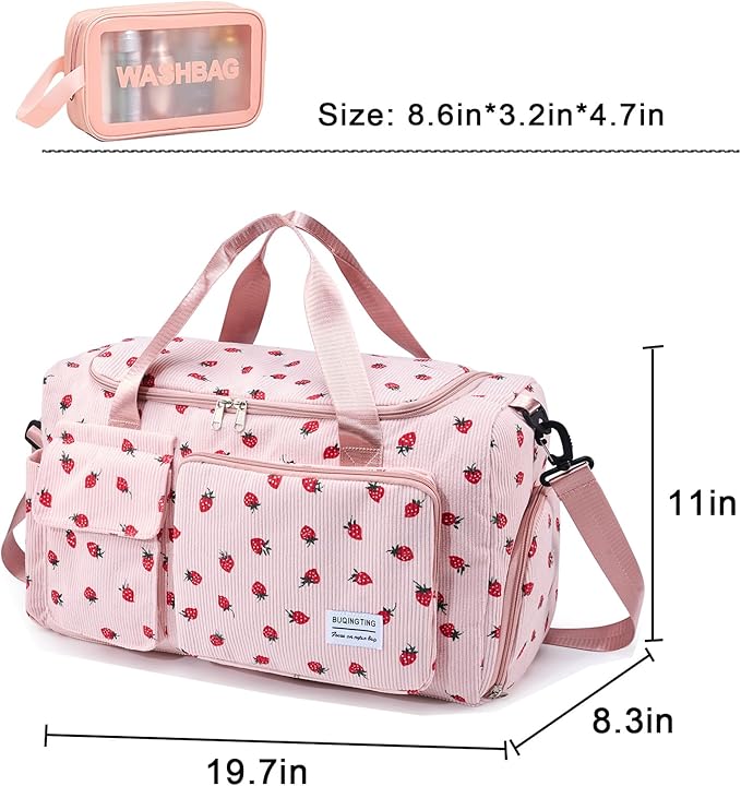 Small Gym Bag for Women, Travel Duffle Bag Carry On Weekender Bag with Shoe Compartment