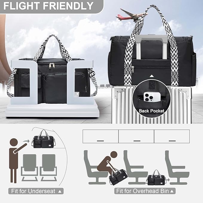 Small Gym Bag for Women, Travel Duffle Bag Carry On Weekender Bag with Shoe Compartment