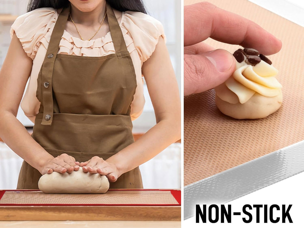 Zulay Kitchen 16.5"x11.6" 3-Pack Silicone Baking Mat Sheet - Reusable Silicone Baking Sheet - Easy & Convenient Nonstick Baking Supplies - Silicone Mats for Baking - Baking Mat For Oven - (Dark Gray)