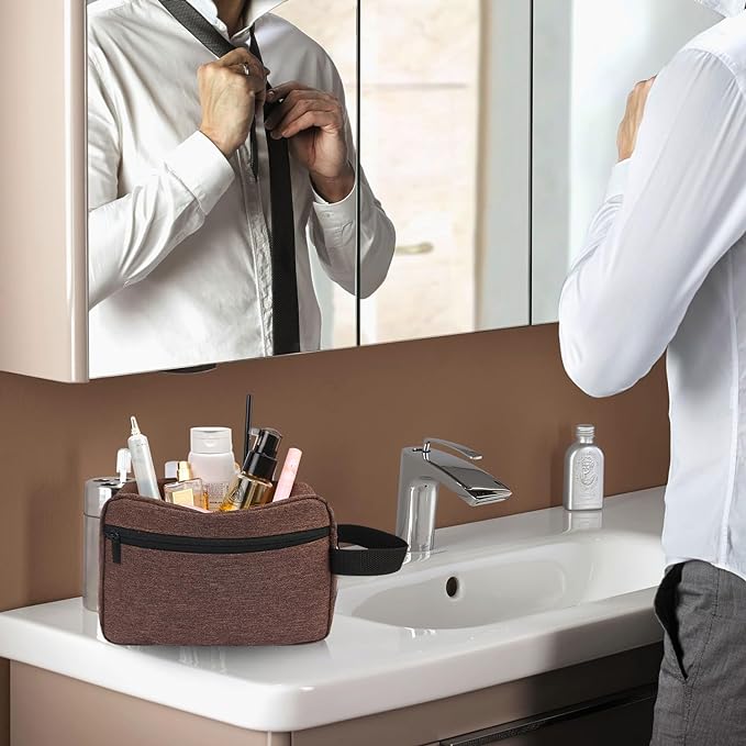 Travel Toiletry bag Toiletry bag for women men Hanging toiletry bag Cosmetic bag Travel accessories for Women Men (Brown)