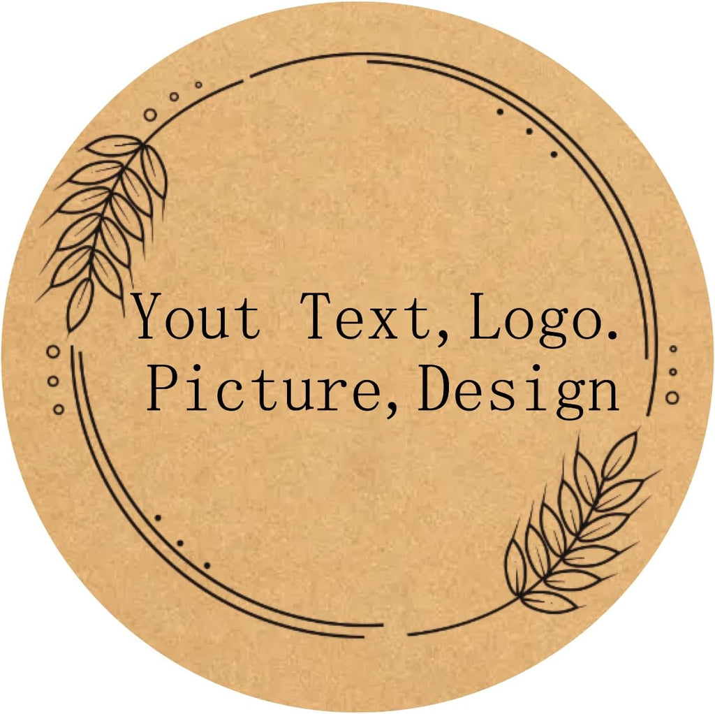 Custom Stickers Kraft Paper Labels Personalized Withe Text, Business Logo Customized Food Jars Labels Bakery Label Sticker Package Favor Canning Circle 100pcs (Style 11)