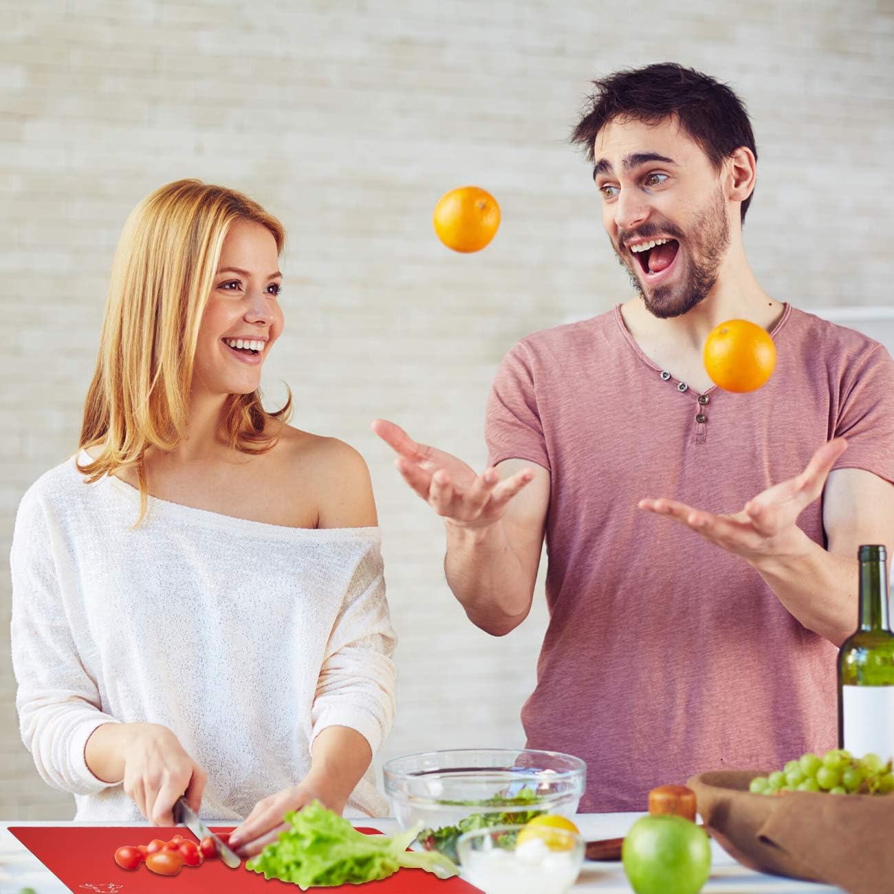 Cutting Board Mats Flexible Plastic Colored Mats with Food Icons, Fotouzy BPA-Free, Non-Porous, Anti-skid back and Dishwasher Safe, Set of 7+1 8 Pieces