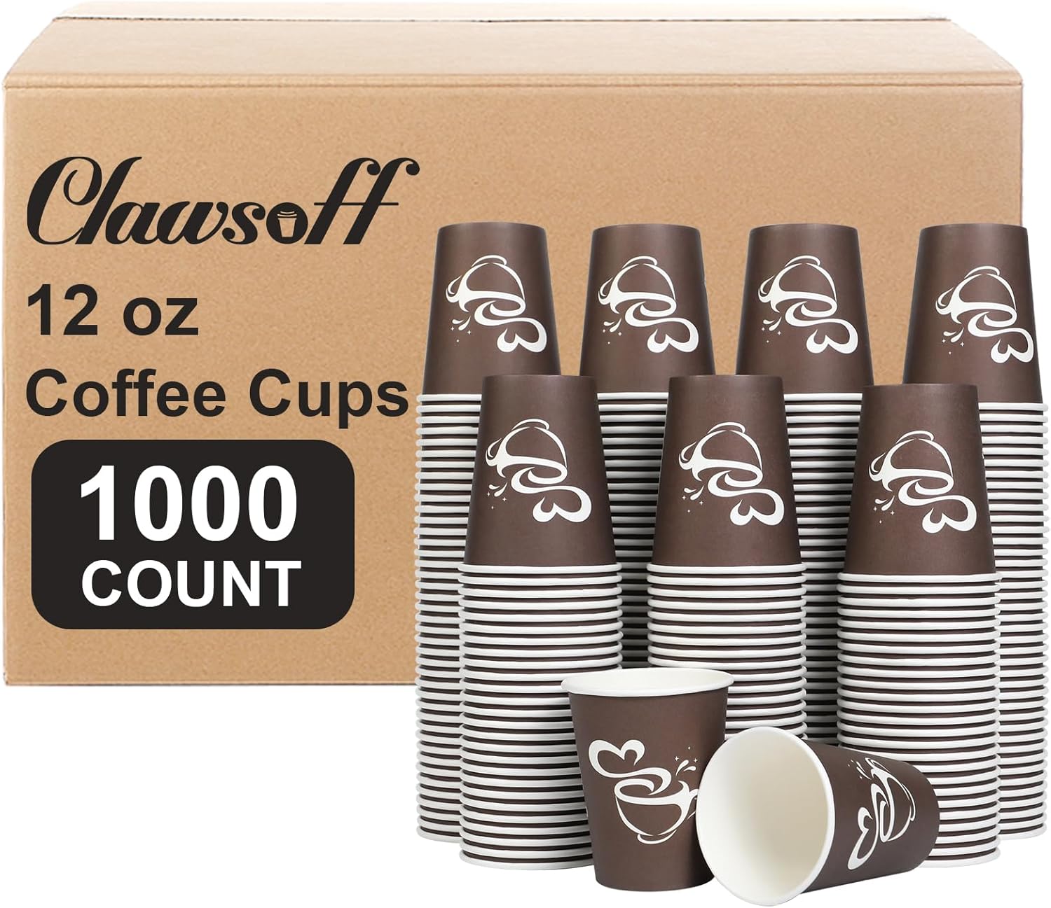 1000 Count 12 oz Paper Coffee Cups, Disposable Drinking Cups for Hot or Cold Beverage, 12 ounce Brown Coffee Cups for Party, Business, Travel, Picnic