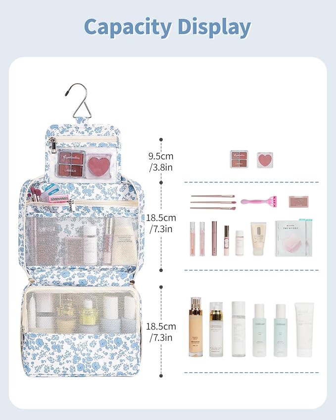 Narwey Hanging Travel Toiletry Bag Cosmetic Make up Organizer for Women and Girls Waterproof