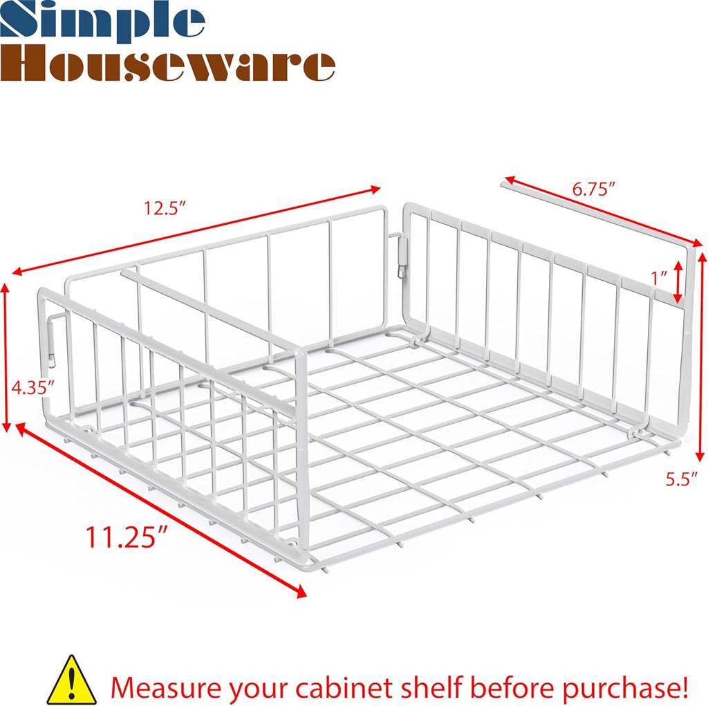 Simple Houseware Under Shelf Basket, White