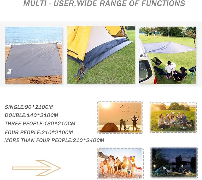 Hikeman Tent Footprint - Waterproof Camping Tarp, Heavy Duty Tent Floor Saver, Ultralight Ground Sheet Mat for Hiking, Backpacking, Hammock, Beach - Storage Bag Included(M-83”x55”)