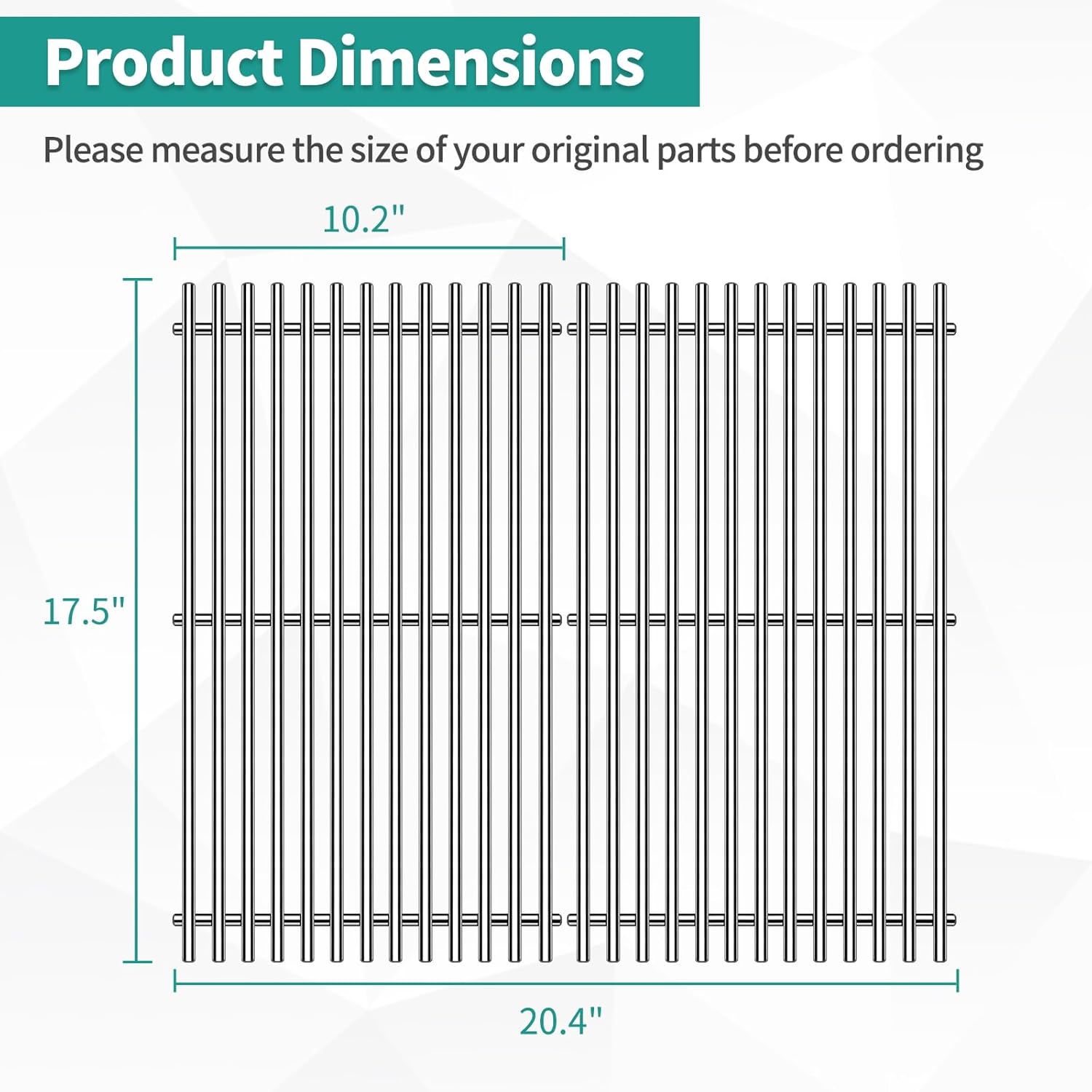9MM 304 Stainless Steel Spirit Grill Grates for Weber Spirit E-210 E-220 S-210 S-220 Gas Grills with Front-Mounted Control 7637 Grill Replacement Parts for Weber Spirit I & II 200 Series