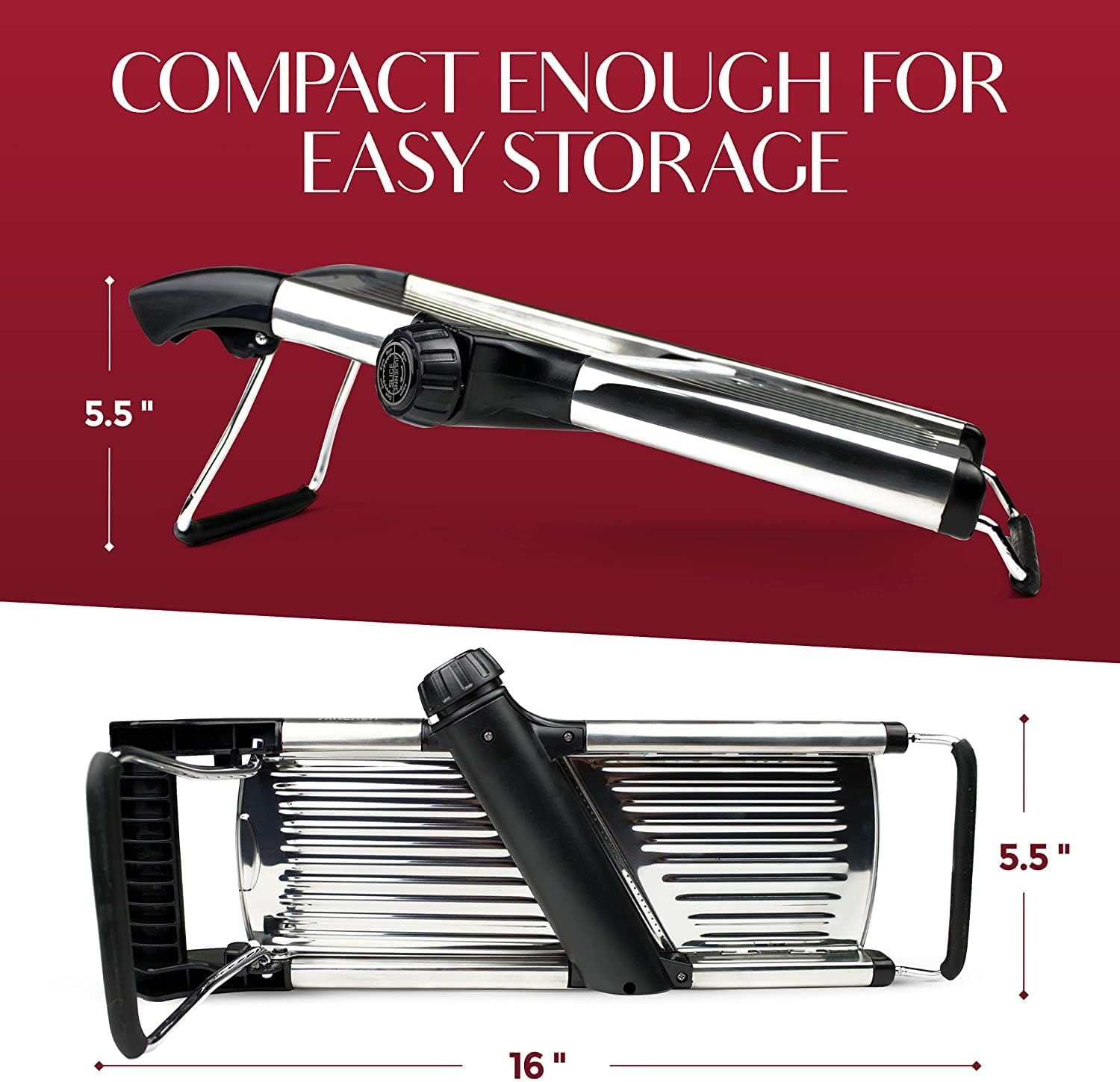 Gramercy Adjustable Mandoline Food Slicer, Mandoline Slicer for Kitchen, Mandolin, Potato, Tomato, Carrot, Vegetable, Fruit and Onion Cutter - Stainless Steel - INCLUDING 1 Pair Cut-Resistant Gloves