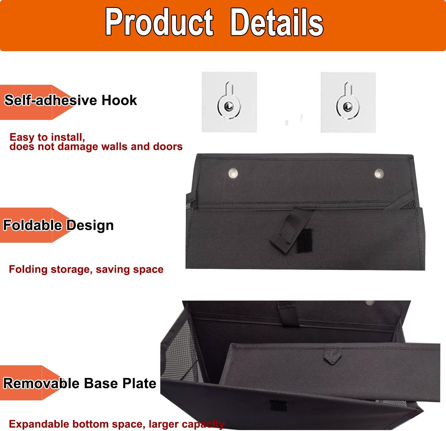 Over the Door Shoe Organizer, Grey 16 Pockets Hanging Shoe Storage Rack with Large Deep Pockets, Oxford 600D Fabric Shoe Storage Rack with 6 hook for Shoes, Home Accessories etc (Black, 1-Grid)