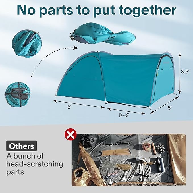 All Weather Camping Screen Tent/SUV Tent, Outdoor Pop Up Tent for Camping with Shelter Mesh & Waterproof PVC, Instant Tent Screen House Portable for Car SUV Van Camping