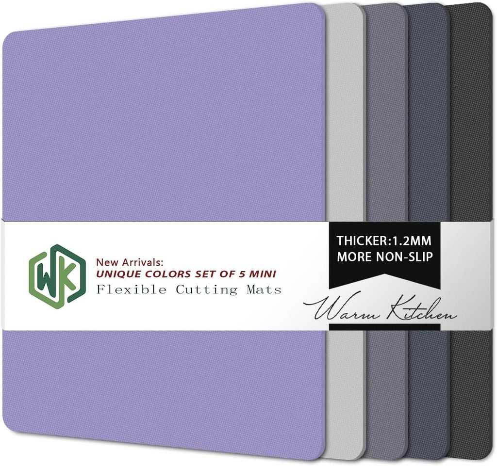 WK Small Flexible Plastic Cutting Boards for Kitchen Set of 5, Non Slip Cutting Mats for Meat, Mini Cutting Board Mats, BPA Free, Dishwasher Safe, 7.3x11.5"