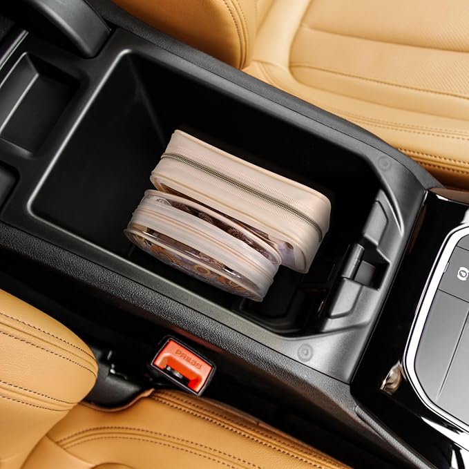 PACKISM TSA Approved Toiletry Bag - Beige Bohemian Print Clear Shell Bag and Upgrade Color-Edged Clear Makeup Bag, Perfect for On the Go or Travel, Lightweight and Robust, 2 Pack