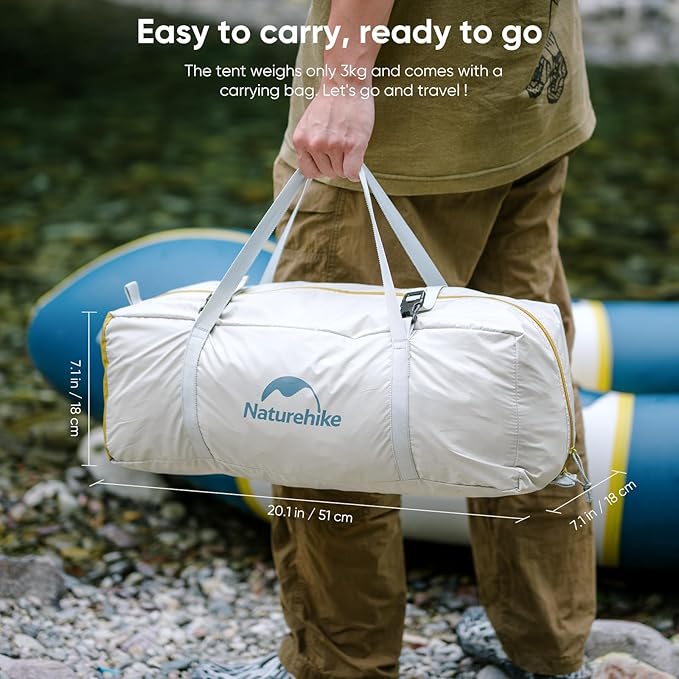 Naturehike Camping Tent, 2/3 Person Double Layer, Instant Easy Setup, Waterproof PU2000mm, 54 MPH Wind Resistance, UPF 50+, Outdoor Tent for Camping, Festivals, Backyard, Sleepovers