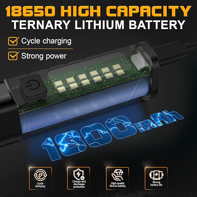 Rechargeable EDC Flashlight with Red Beam and White LED Combo, 900 Lumens Portable Pocket Lights, USB-C Charging, IPX4, Triple Sources for Outdoors Emergency Working (Black)