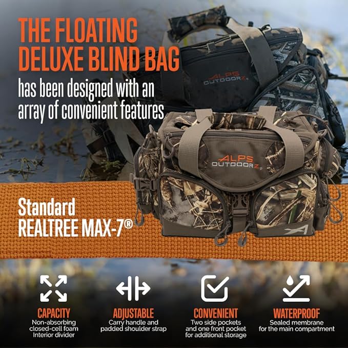 ALPS OutdoorZ Deluxe Floating Blind Bag - Waterproof Hunting Duffel Bag, with Removable Dividers, Thermos Sleeve & Padded Shoulder Strap