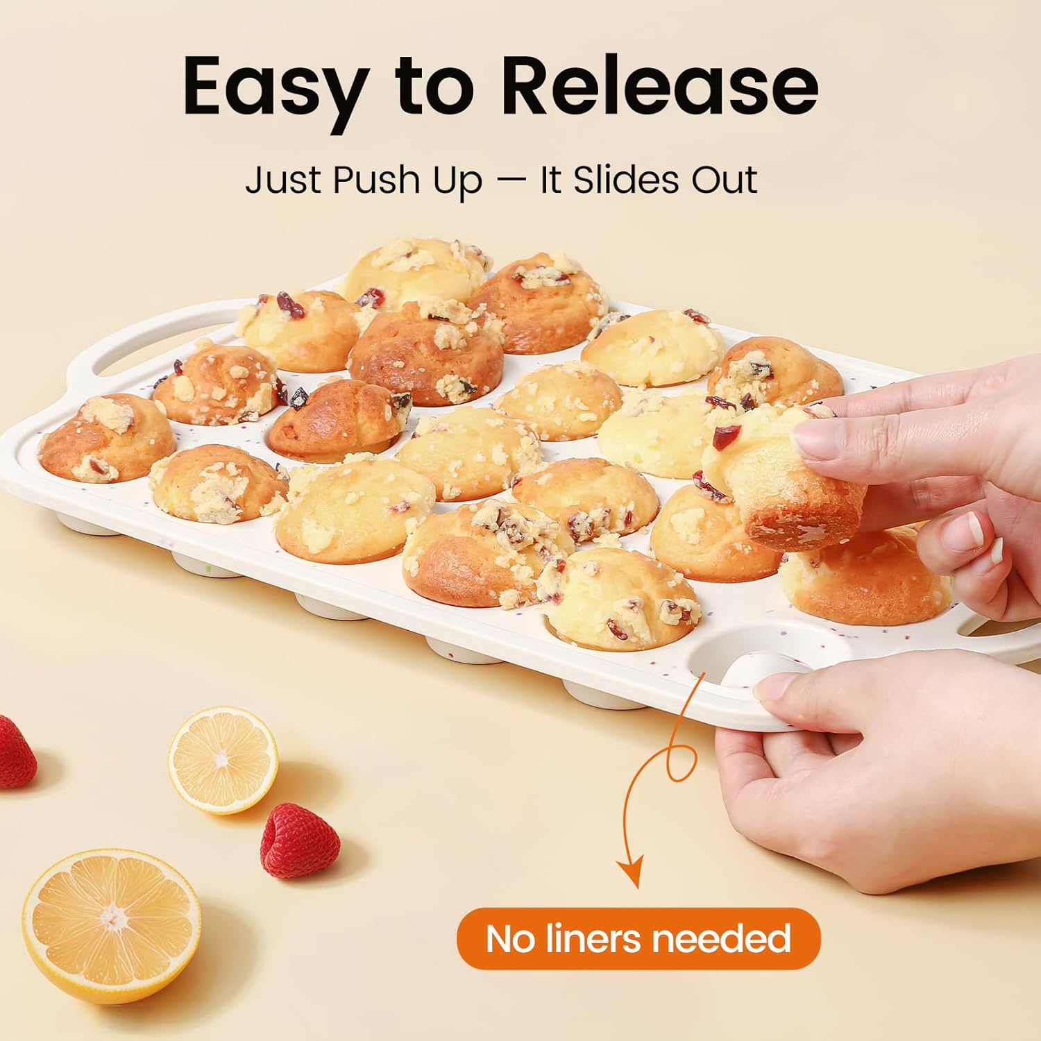 Silicone Muffin Pan with Metal Reinforced Frame - Mini Muffin Pan for Homemade Muffins, Cupcakes, and Bread, Oven and Dishwasher Safe - Set of 2, 6-Cup and 24-Cup