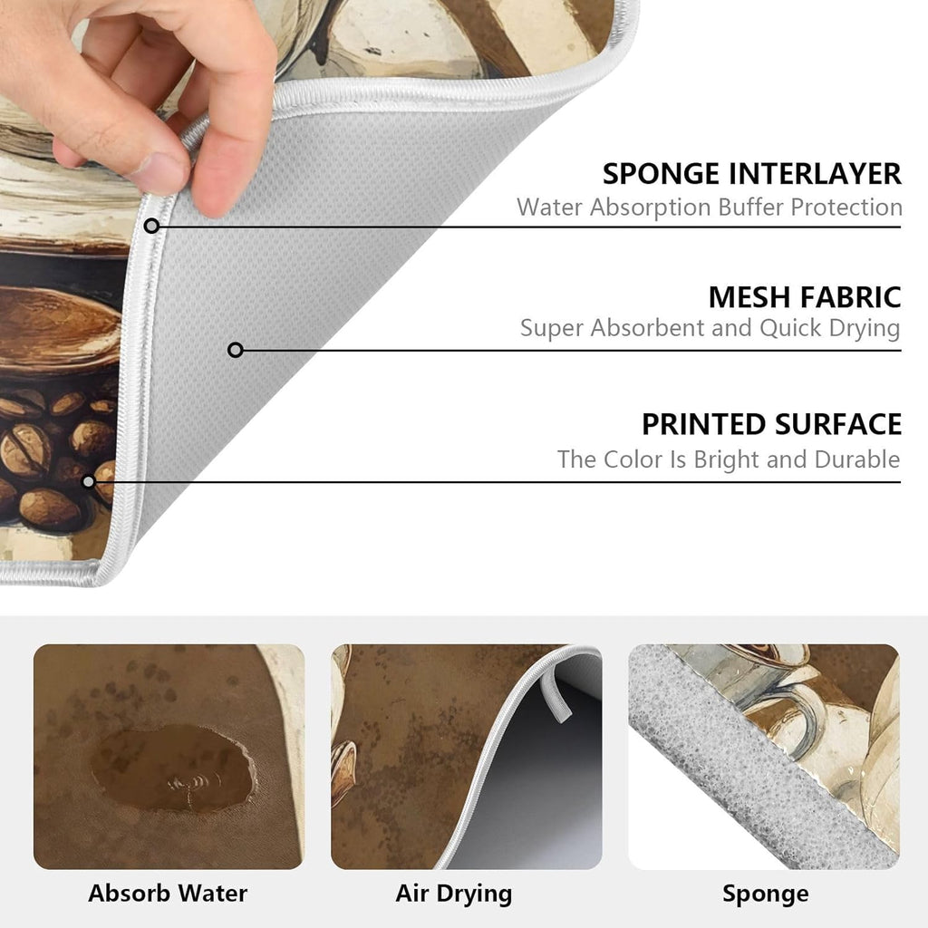 Coffee Themed Dish Drying Mat for Kitchen Counter Absorbent Microfiber Small Drying Pad Dish mats for Kitchen Countertops 16 x 18 Inch242