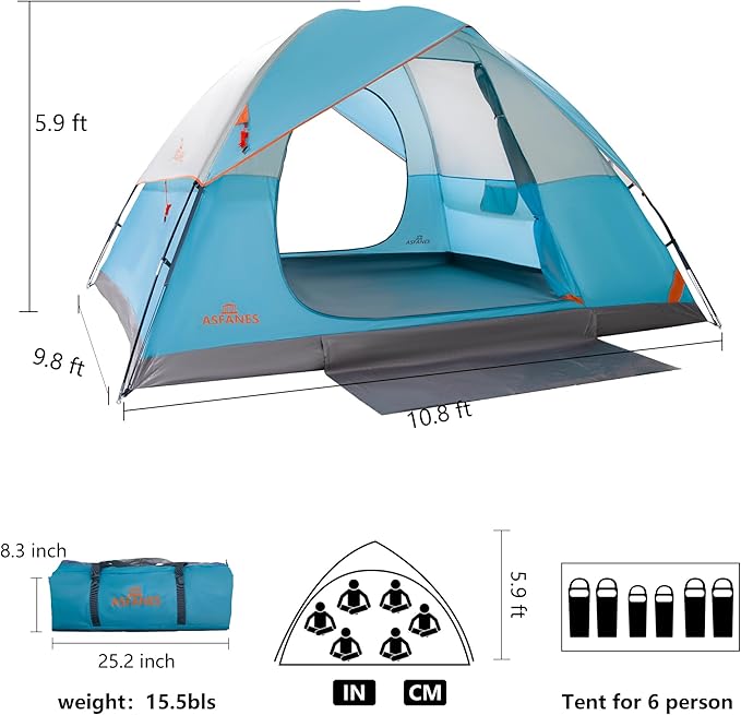 2-12 Person Tents for Camping Waterproof, Backpack Double Layer Tents, Perfect Picnics, Fishing and Backyard Camping