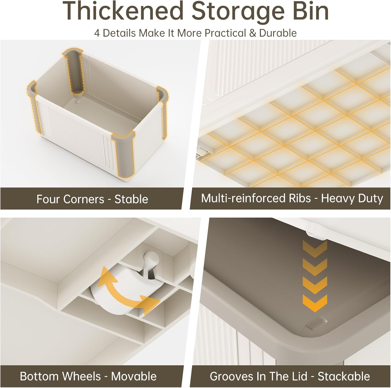 HAIXIN Collapsible Storage Bins with Lids 4 Pack - 62.8 QT Foldable Closet Storage and Organizer Plastic Stackable Storage Box for Home Garage Office Craft