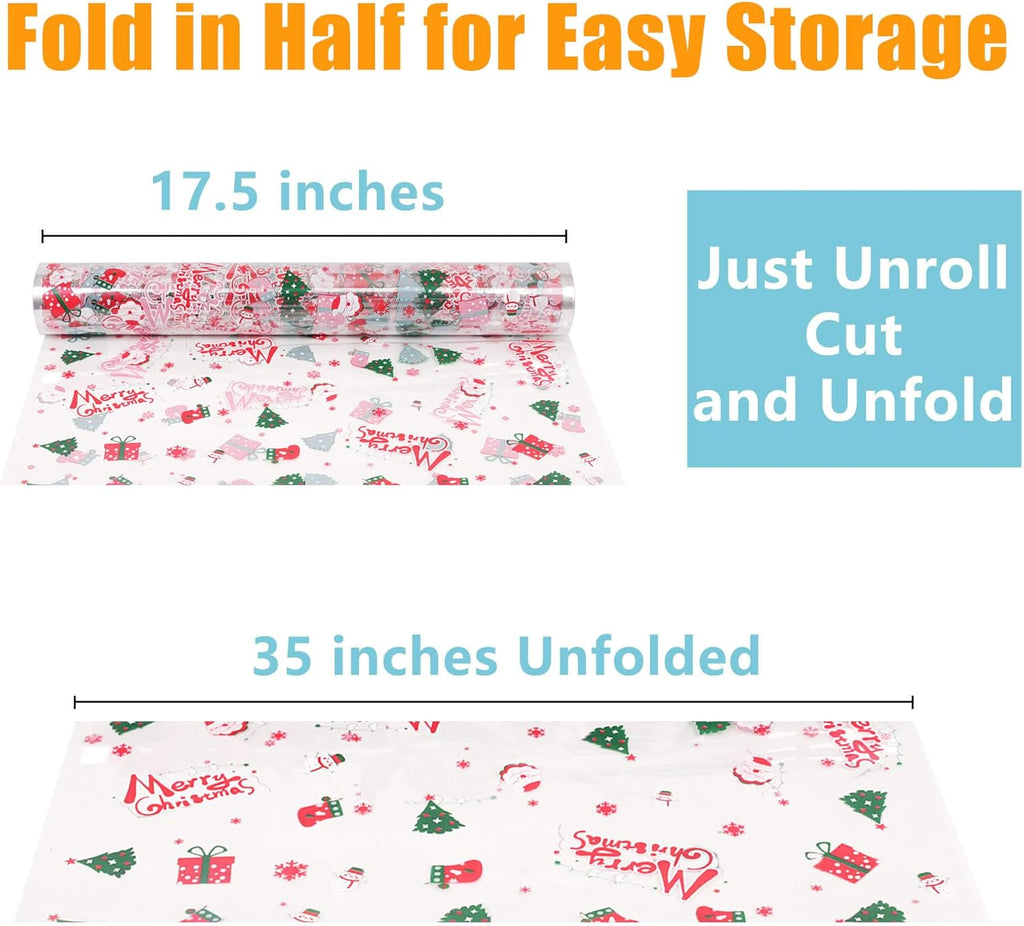 100 ft Christmas Cellophane Wrap Roll - 3 Mil Thick, Folds into 17.5" for Gift Baskets, Arts & Crafts
