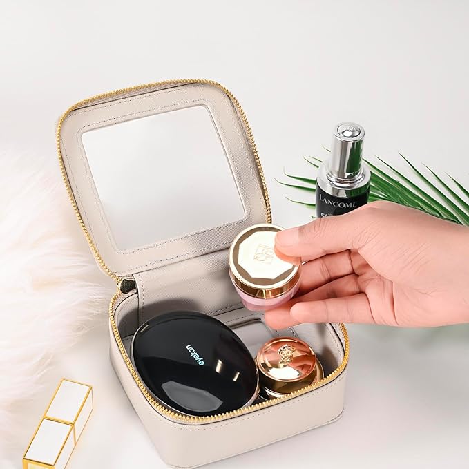 Aveniee Clear Makeup Bag Small, Mini Travel Toiletry Bag Cosmetic Bags Organizer, TSA Approved Clear Makeup Case Pouch with Zipper, Car Essentials for Women Men(Grey)