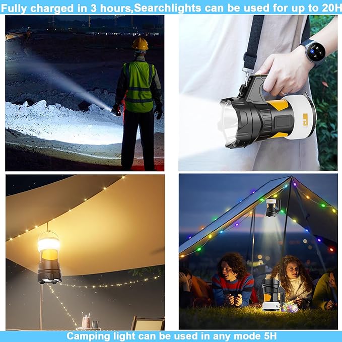 Waterproof 49ft LED Decorative String Light with Storage Box & 5H Runtime, Super Bright Flashlight (20H Spotlight) for Outdoor Patio, Camping, Garden Party Decoration