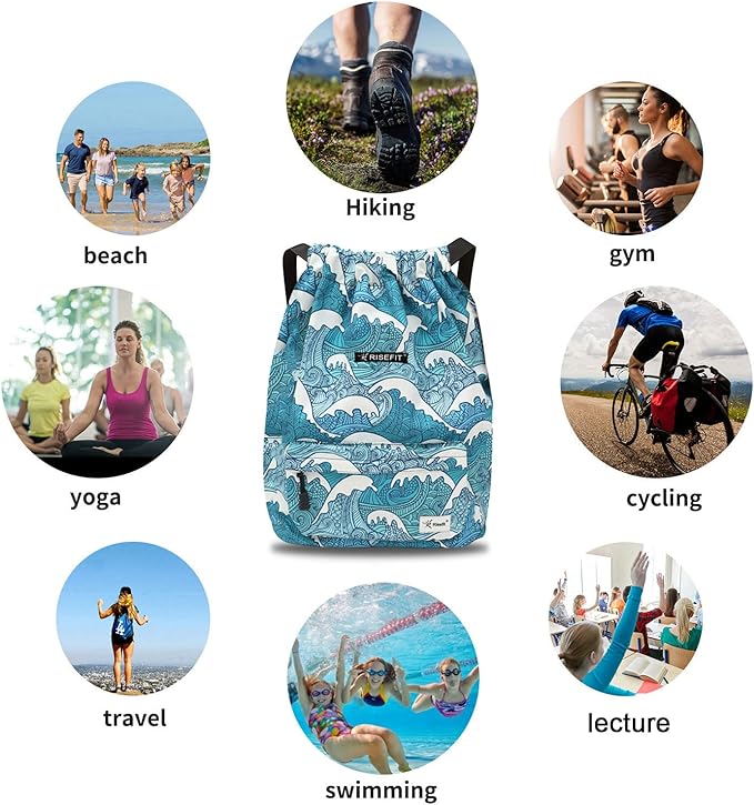 Waterproof Drawstring Bag, Gym Bag Sackpack Sports Beach Backpack for Men Women