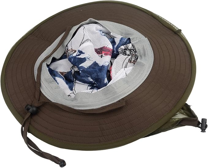 Flammi Mosquito Net Hat Safari Hat UPF 50+ Sun Protection Boonie Hats for Men with Neck Flap Fishing Hiking Hat for Men/Women