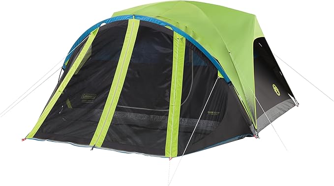 Coleman Carlsbad Dark Room Tent with Screened Porch 4/6 Person Tent Blocks 90% of Sunlight to Keep Inside Cool Weatherproof with Easy Setup Made of PFAS-Free Materials