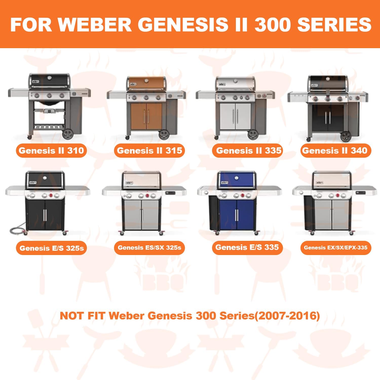 KEESHA 7852 Stainless Steel Grates Replacement Parts for Weber Crafted Genesis II 300 Series Grill Grates for Weber Genesis ii E-310 E-315 E-325 E-330 E-335 S-310 S-335 S-345 SE-335 SE-310