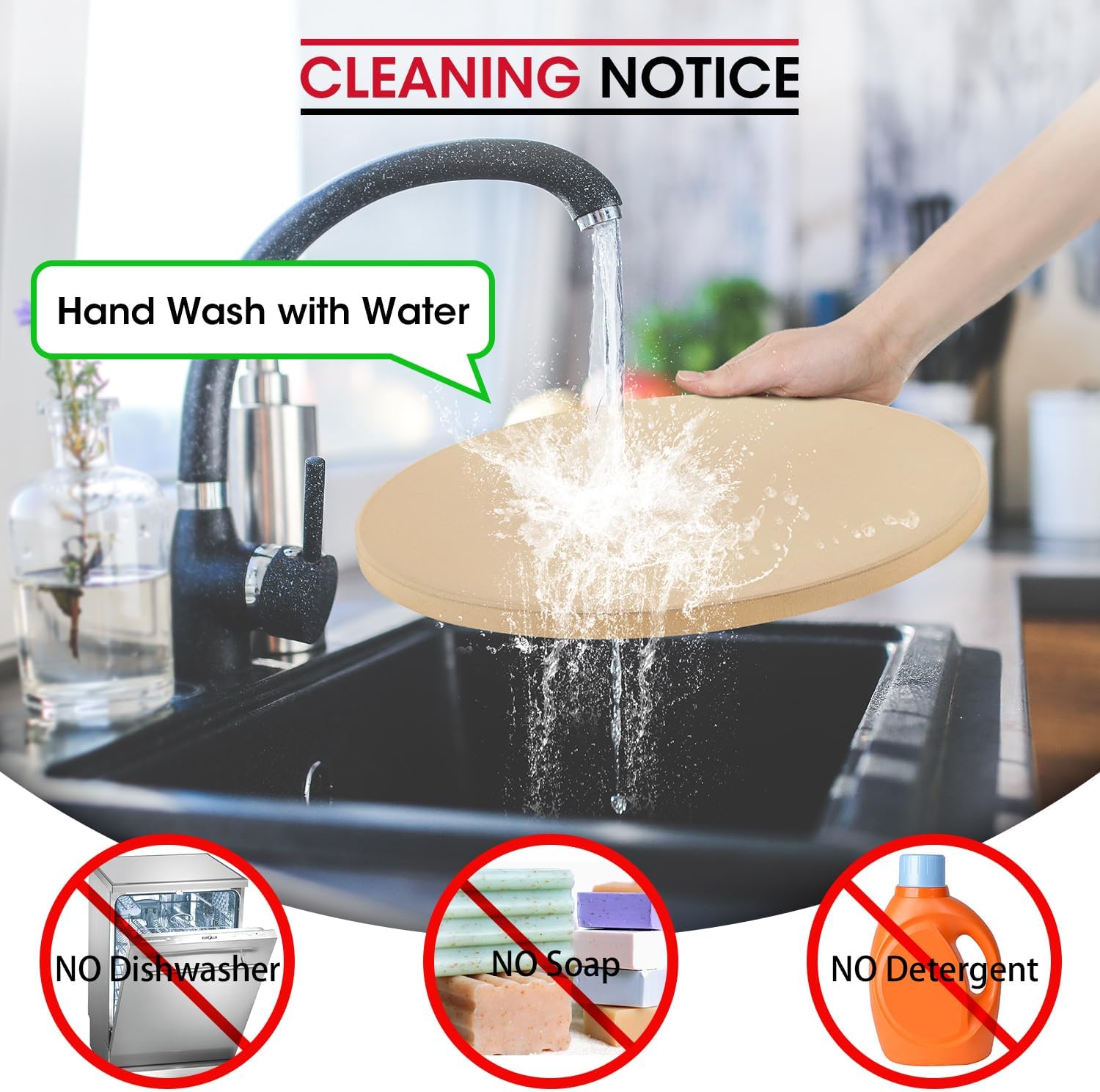 Unicook 14 Inch Round Pizza Stone, Heavy Duty Cordierite Baking Stone for Oven and Grill, Thermal Shock Resistant, Ideal for Baking Crispy Crust Pizzas, Bread, Pies and More, Includes Dough Scraper