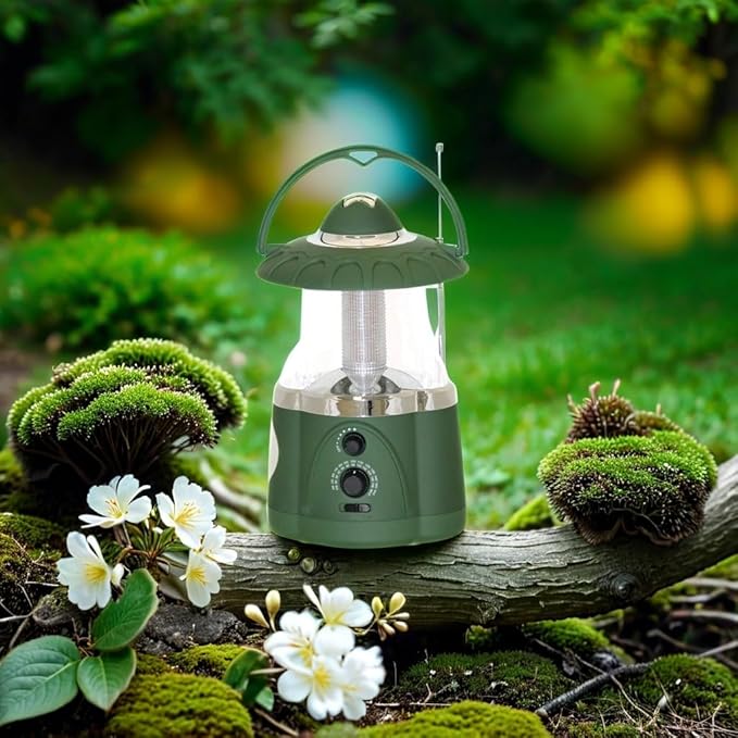 190507 12-Led Lantern With 4-Led Flashlight & Am/Fm Radio (Black)