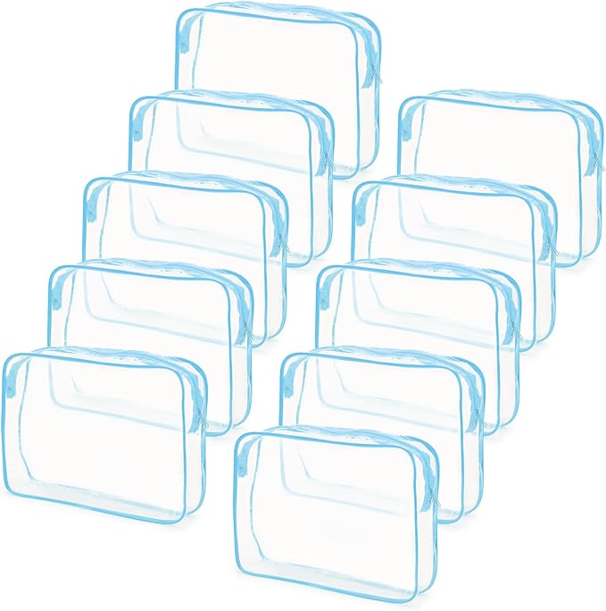 Tbestmax 10 Pack Clear Cosmetic Bags Makeup Bags Portable Waterproof TSA Approved Travel Toiletry Bags Organizer